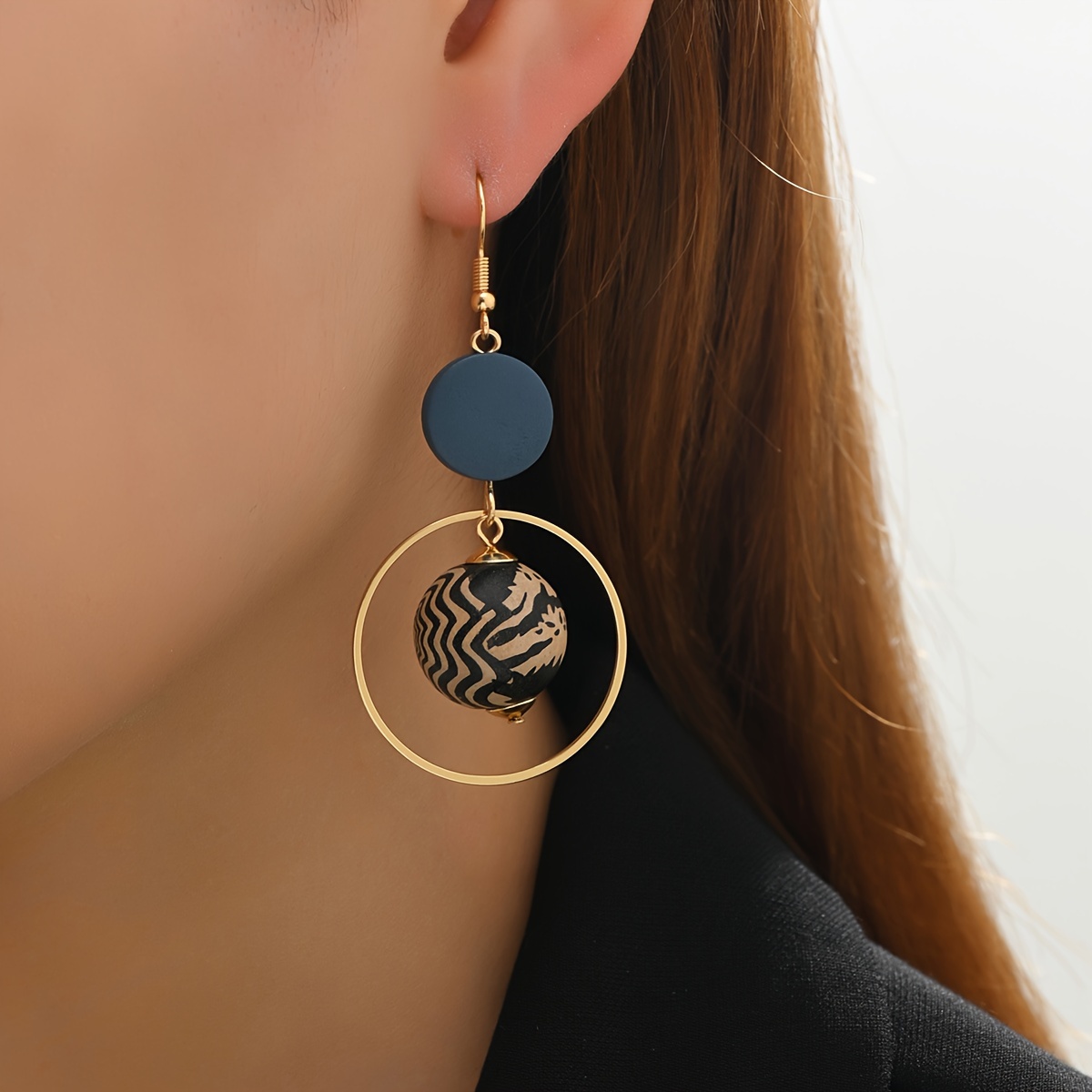 Bohemian Wooden Bead Dangle Earrings